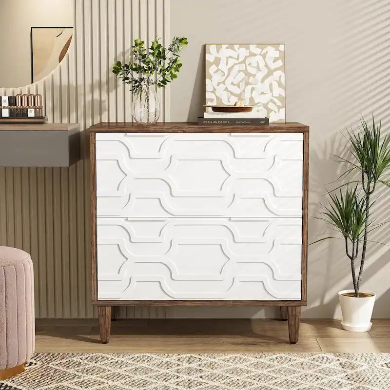 Meuble de classement latéral à 2 tiroirs pour format A4/Lettre/Légal, meuble de rangement de bureau blanc et gris, support d'imprimante