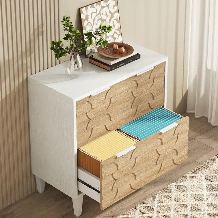 Meuble de classement latéral à 2 tiroirs pour format A4/Lettre/Légal, meuble de rangement de bureau blanc et gris, support d'imprimante