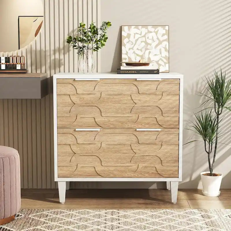 Meuble de classement latéral à 2 tiroirs pour format A4/Lettre/Légal, meuble de rangement de bureau blanc et gris, support d'imprimante