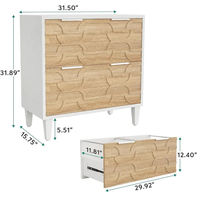 Meuble de classement latéral à 2 tiroirs pour format A4/Lettre/Légal, meuble de rangement de bureau blanc et gris, support d'imprimante