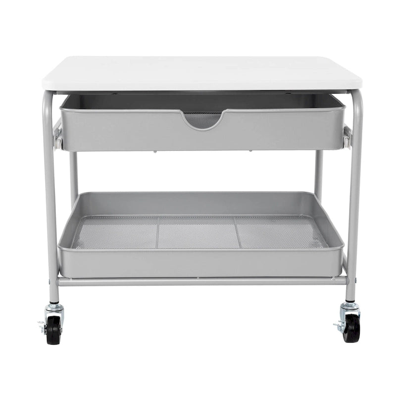 Chariot de rangement/imprimante sous le bureau Seville Classics, argent/blanc