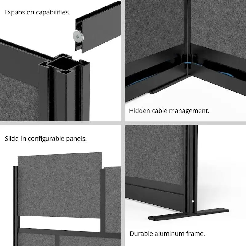 Système de Cloison Modulaire - Cadre Noir - Cloison d'Extension 70 x 70