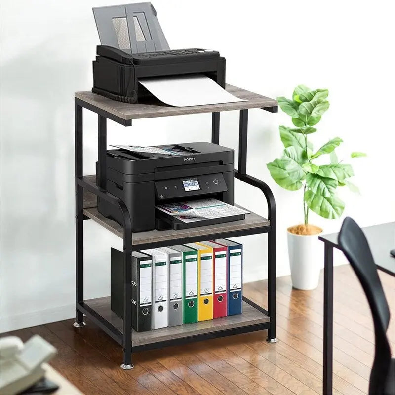 Support pour imprimante mobile à 3 niveaux sur roulettes avec étagères de rangement - 16P x 20L x 30H