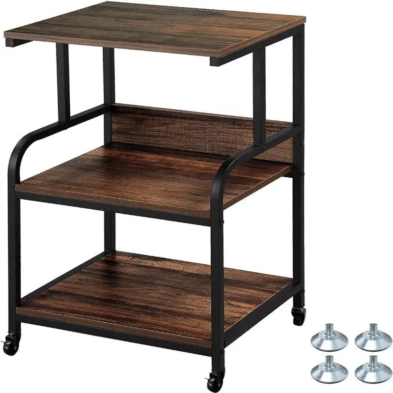 Support pour imprimante mobile à 3 niveaux sur roulettes avec étagères de rangement - 16P x 20L x 30H