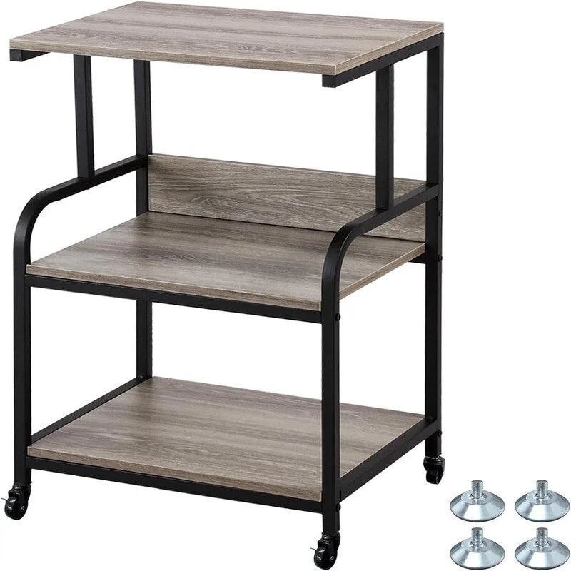 Support pour imprimante mobile à 3 niveaux sur roulettes avec étagères de rangement - 16P x 20L x 30H