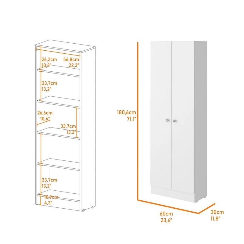 Armoire haute de rangement à 2 portes Buxton rectangle gris clair
