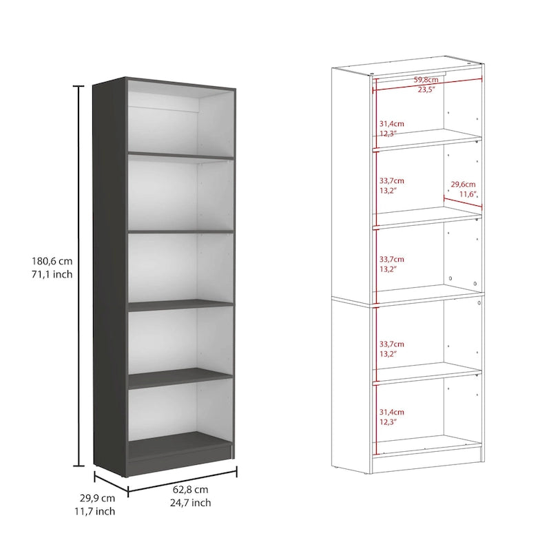 Bibliothèque et Armoire Kenyon 3 pièces 170 cm de large à 5 étagères