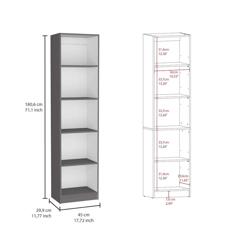 Bibliothèque et Armoire Kenyon 3 pièces 170 cm de large à 5 étagères