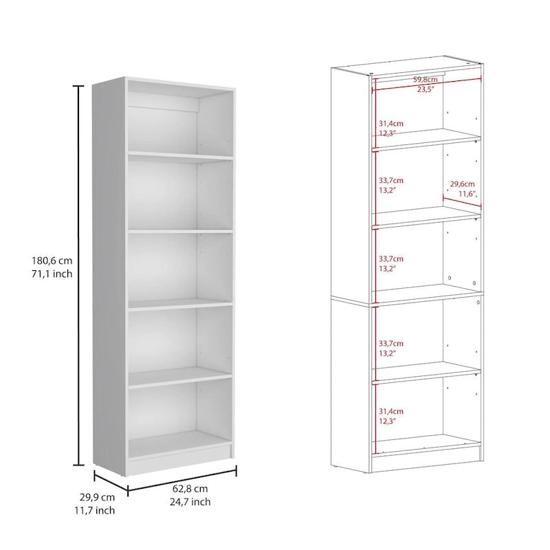 Bibliothèque et Armoire Kenyon 3 pièces 170 cm de large à 5 étagères