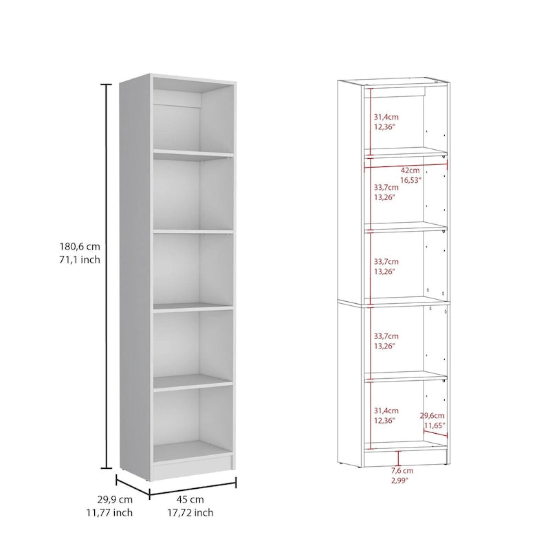 Bibliothèque et Armoire Kenyon 3 pièces 170 cm de large à 5 étagères