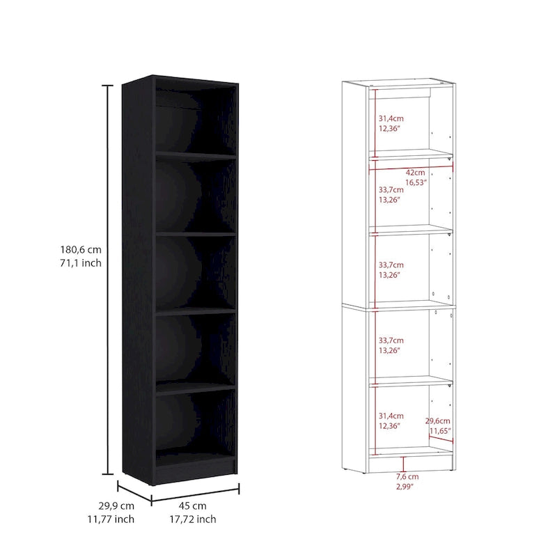 Bibliothèque et Armoire Kenyon 3 pièces 170 cm de large à 5 étagères