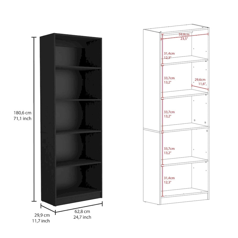 Bibliothèque et Armoire Kenyon 3 pièces 170 cm de large à 5 étagères