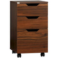 Meuble de rangement de bureau à 3 tiroirs, meuble bas de bureau avec roulettes pour chambre à coucher, salon, grain de bois marron