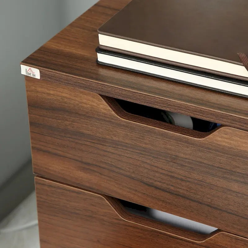 Meuble de rangement de bureau à 3 tiroirs, meuble bas de bureau avec roulettes pour chambre à coucher, salon, grain de bois marron