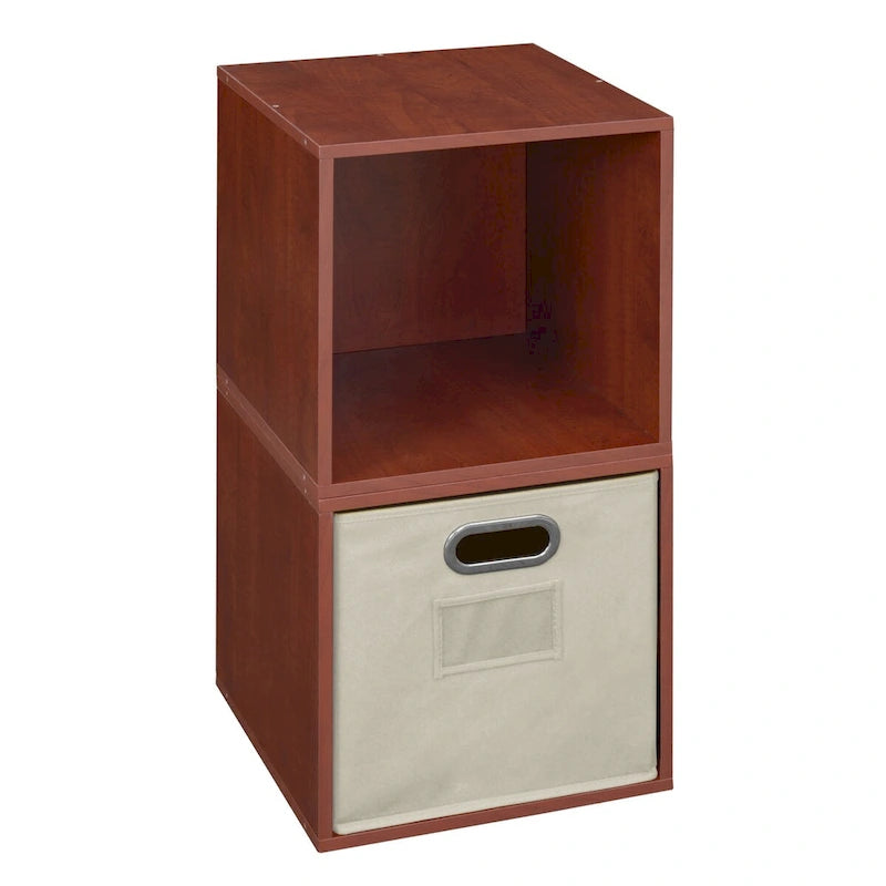 Ensemble de rangement Noble Connect – 2 cubes et 1 bac en toile – Cerisier/Naturel