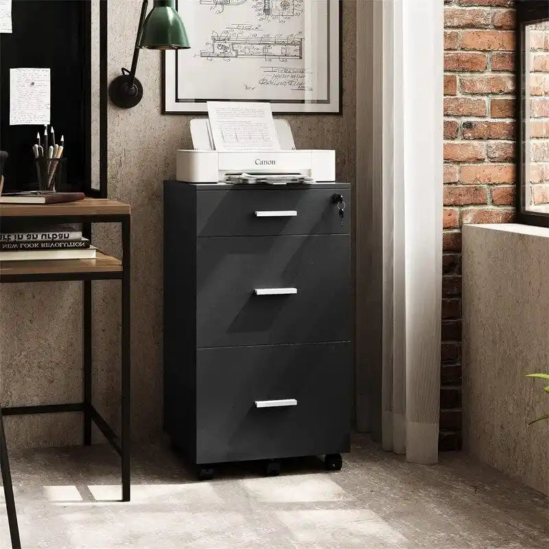 Classeur à roulettes 3 tiroirs avec serrure - 40,6P x 39,9L x 78H cm