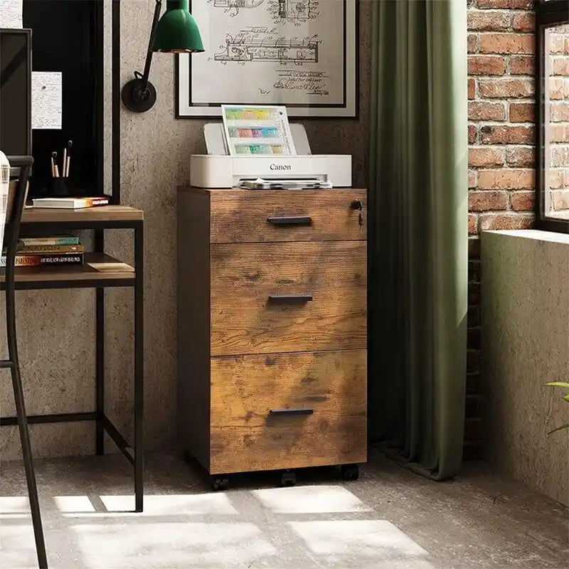 Classeur à roulettes 3 tiroirs avec serrure - 40,6P x 39,9L x 78H cm