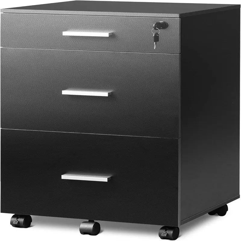 Classeur à roulettes 3 tiroirs avec serrure - 40,6P x 39,9L x 78H cm