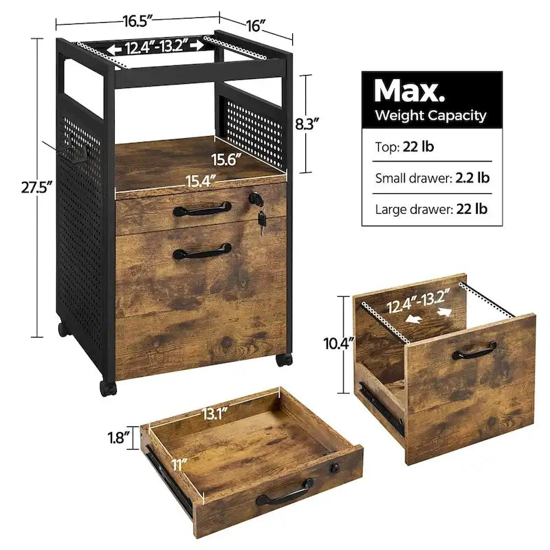 Meuble de Rangement pour Bureau Yaheetech avec Étagère Ouverte Chariot de Classement Mobile