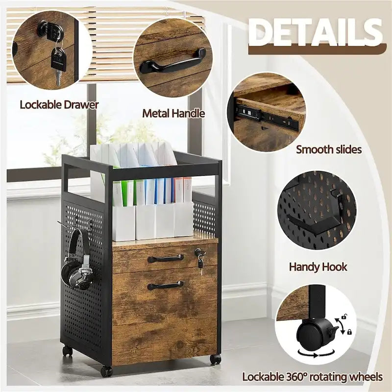 Meuble de Rangement pour Bureau Yaheetech avec Étagère Ouverte Chariot de Classement Mobile