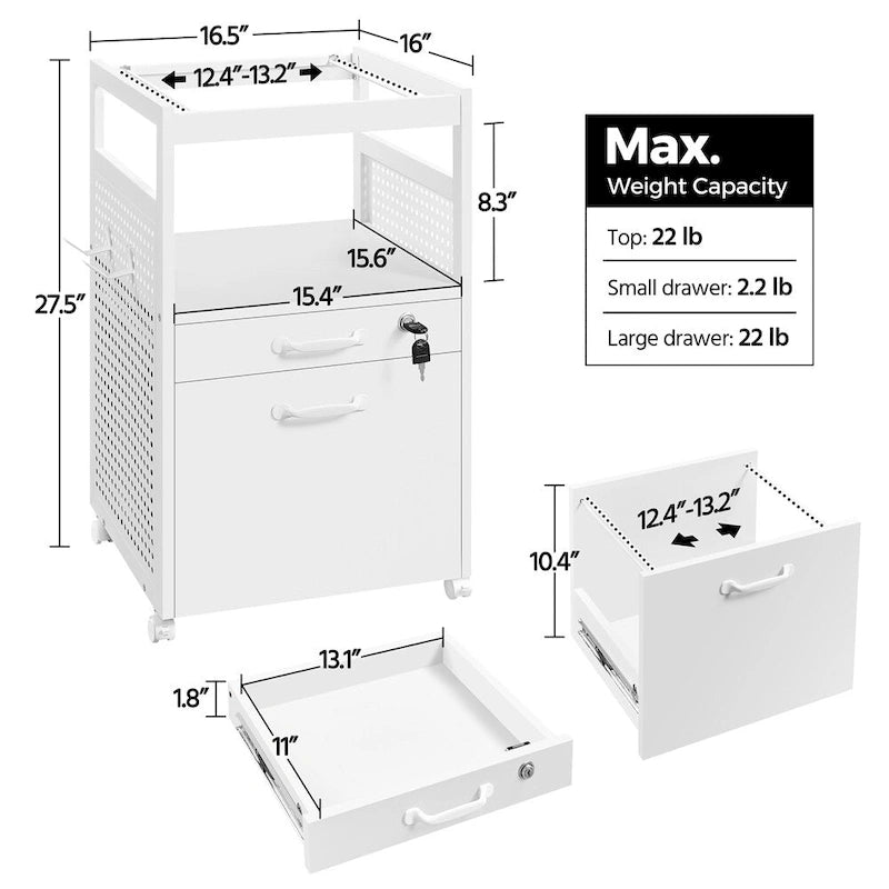 Meuble de Rangement pour Bureau Yaheetech avec Étagère Ouverte Chariot de Classement Mobile