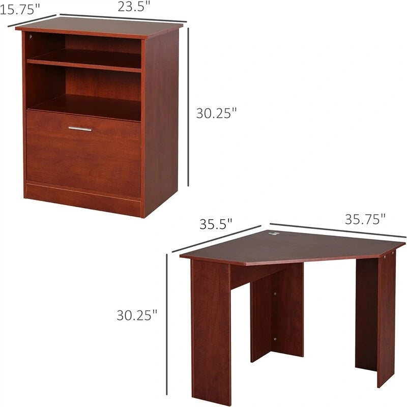 Bureau informatique avec meuble pour imprimante