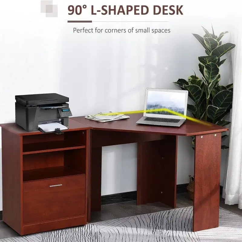 Bureau informatique avec meuble pour imprimante
