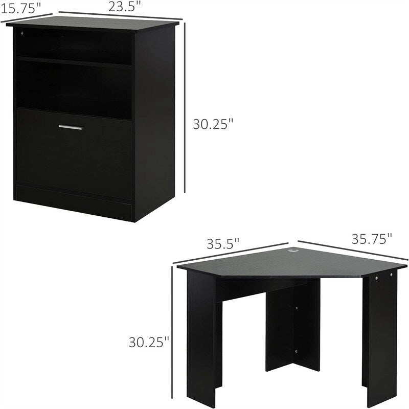Bureau informatique avec meuble pour imprimante