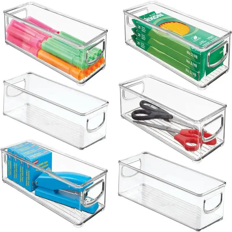 Petits bacs de rangement de bureau en plastique - 10L x 4l x 3H