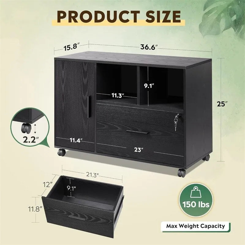 Classeur latéral en bois à 1 tiroir - 15,8P x 36,6L x 25H