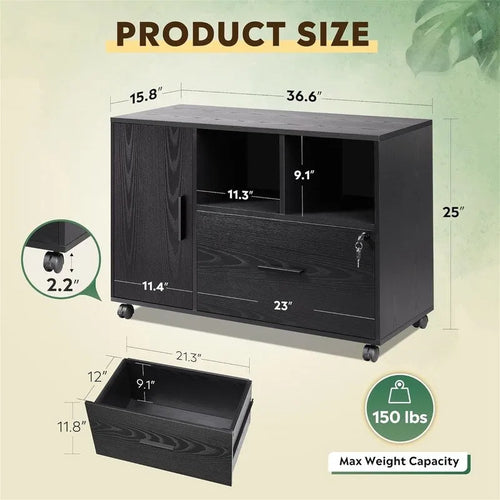 Classeur latéral en bois à 1 tiroir - 15,8P x 36,6L x 25H