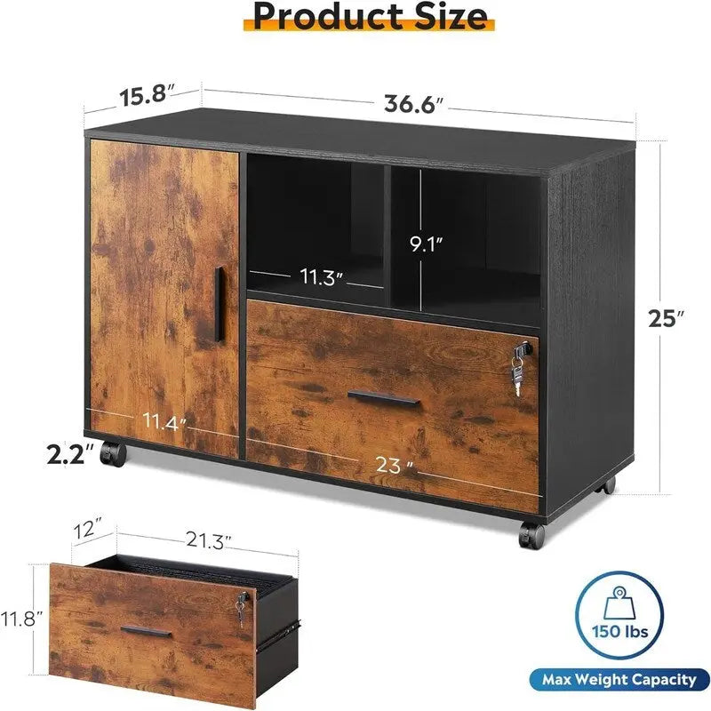 Classeur latéral en bois à 1 tiroir - 15,8P x 36,6L x 25H