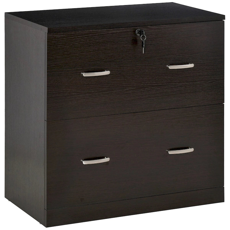Classeur 2 tiroirs avec serrure et clés, classeur de rangement vertical avec barre de suspension pour format Lettre, bureau à domicile