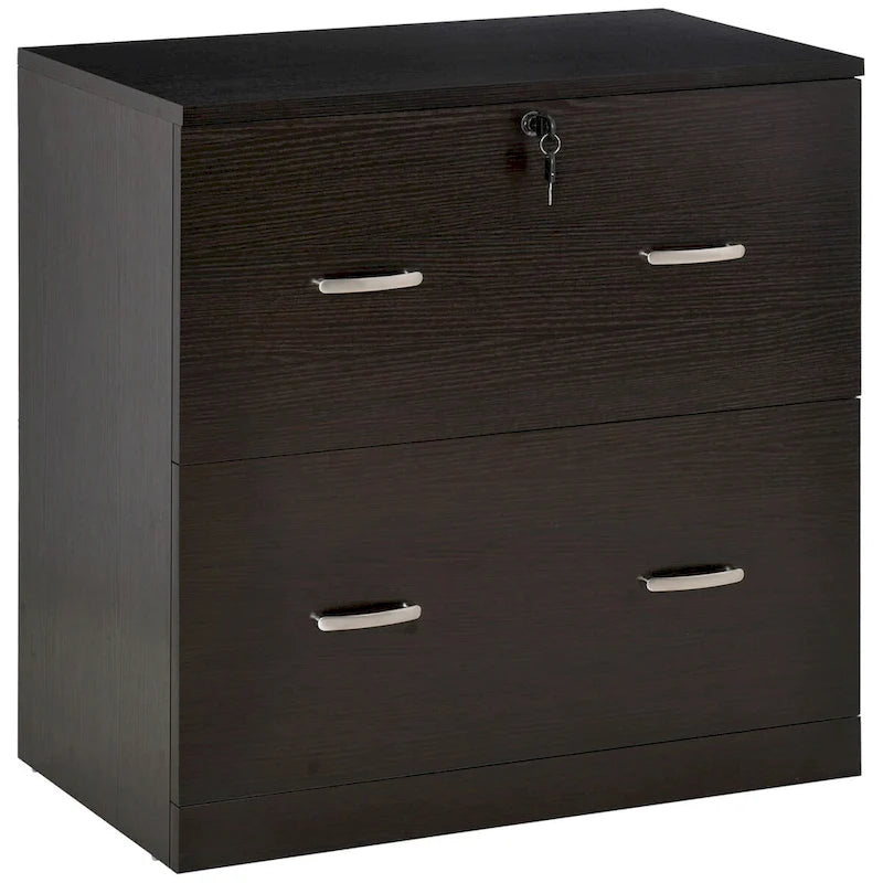 Classeur 2 tiroirs avec serrure et clés, classeur de rangement vertical avec barre de suspension pour format Lettre, bureau à domicile