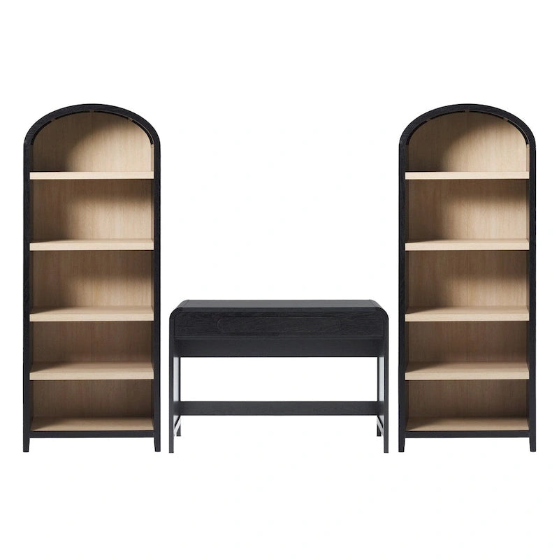 Bureau de travail 3 pièces Middlebrook avec 2 bibliothèques ouvertes