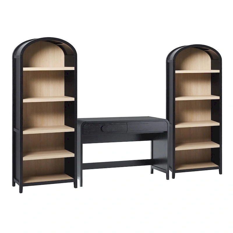 Bureau de travail 3 pièces Middlebrook avec 2 bibliothèques ouvertes