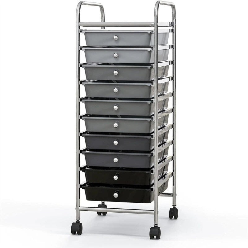 Chariot de rangement à 10 tiroirs sur roulettes – 15P x 13L x 34H