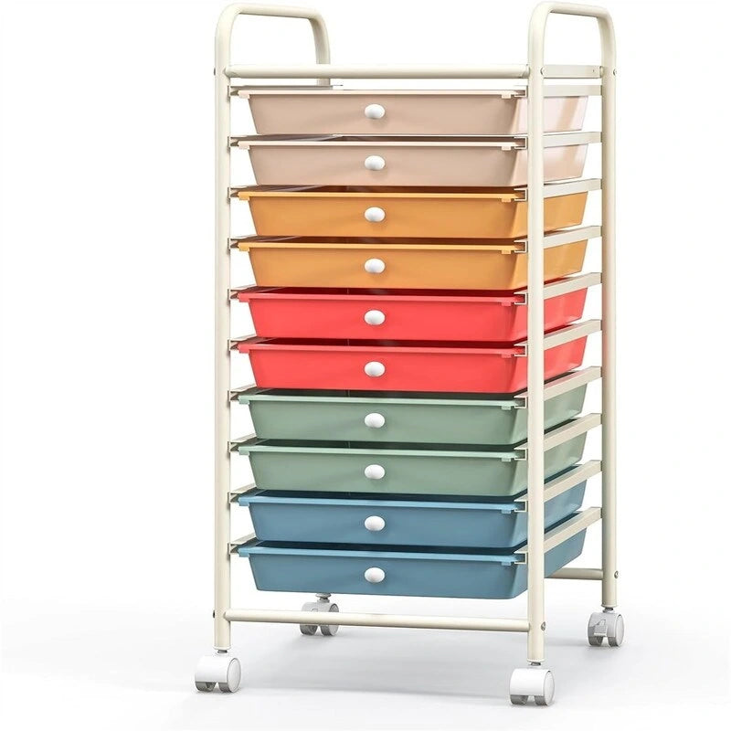 Chariot de rangement à 10 tiroirs sur roulettes – 15P x 13L x 34H
