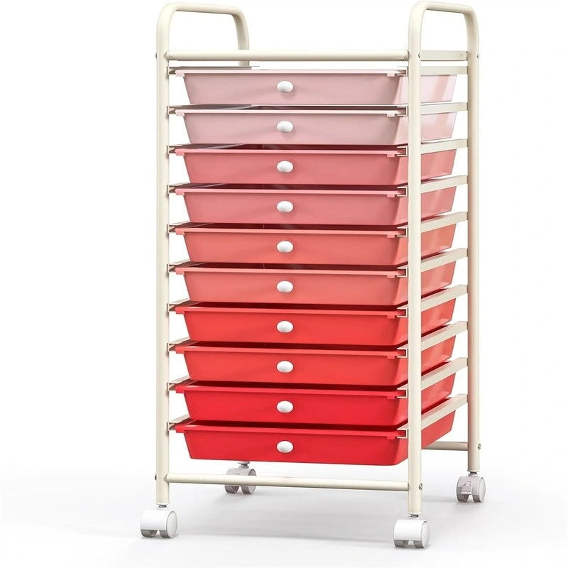 Chariot de rangement à 10 tiroirs sur roulettes – 15P x 13L x 34H