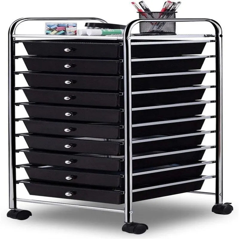 Chariot de rangement à 10 tiroirs sur roulettes – 15P x 13L x 34H