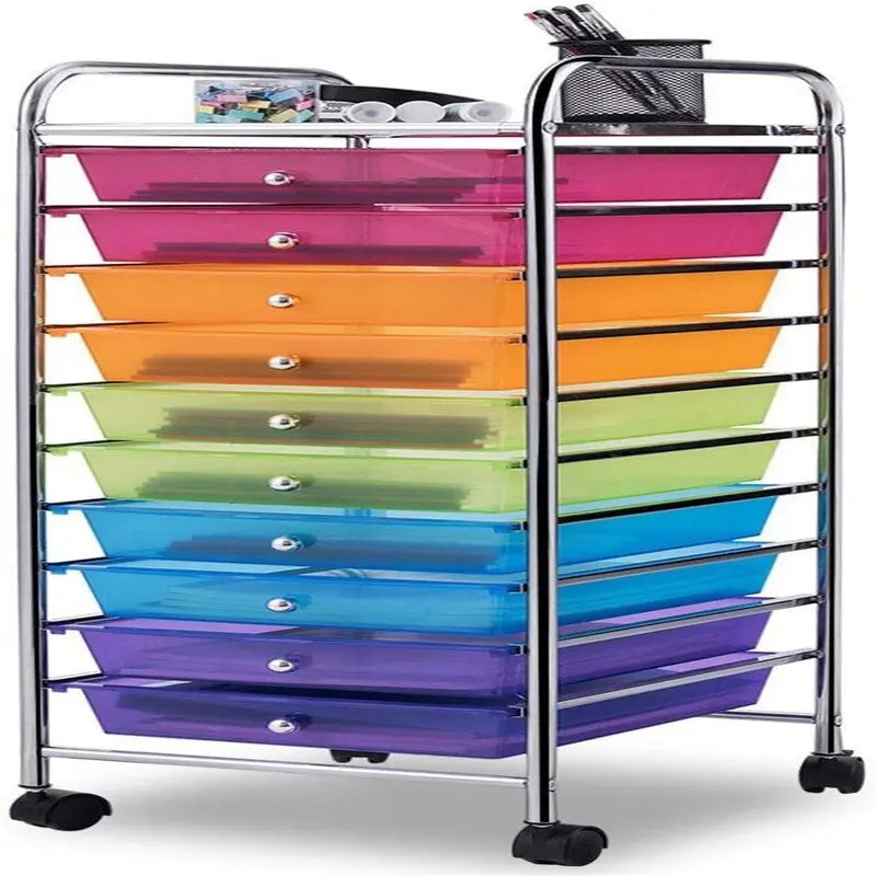 Chariot de rangement à 10 tiroirs sur roulettes – 15P x 13L x 34H