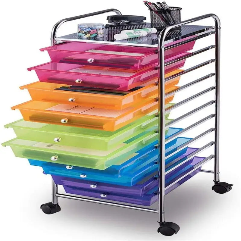 Chariot de rangement à 10 tiroirs sur roulettes – 15P x 13L x 34H