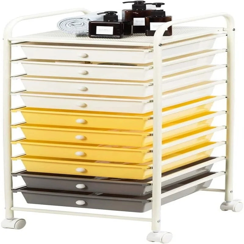 Chariot de rangement à 10 tiroirs sur roulettes – 15P x 13L x 34H