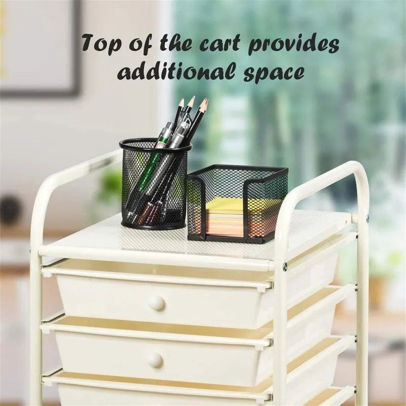 Chariot de rangement à 10 tiroirs sur roulettes – 15P x 13L x 34H