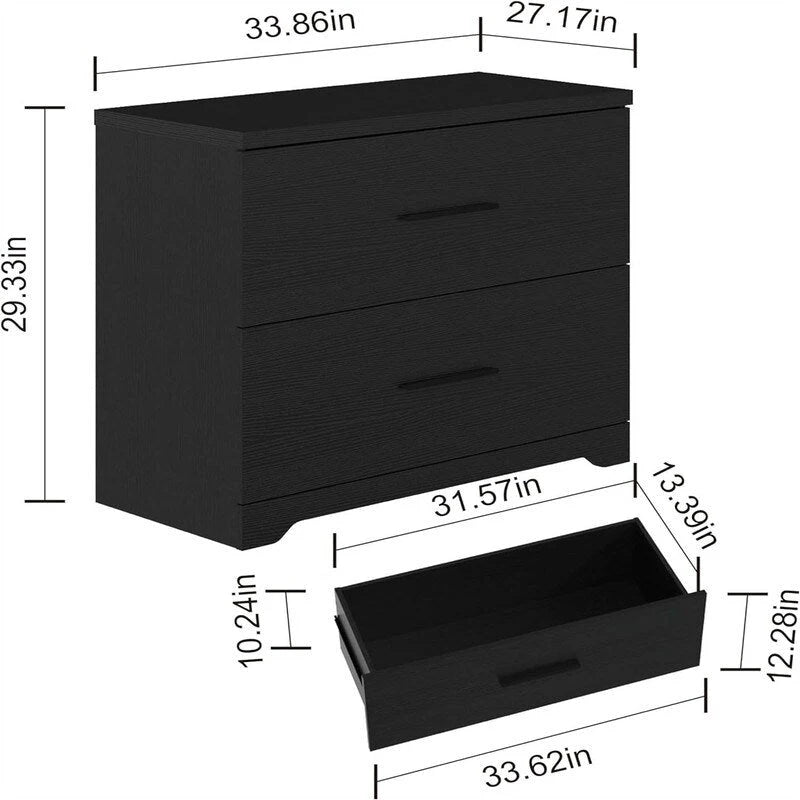 Classeur latéral en bois à 2 tiroirs - 27,17P x 33,86L x 29,33H