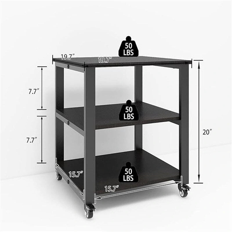 Chariot d'imprimante laser à 3 niveaux - 19,7 x 19,7 x 22,6