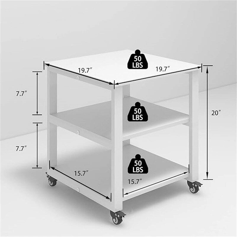 Chariot d'imprimante laser à 3 niveaux - 19,7 x 19,7 x 22,6