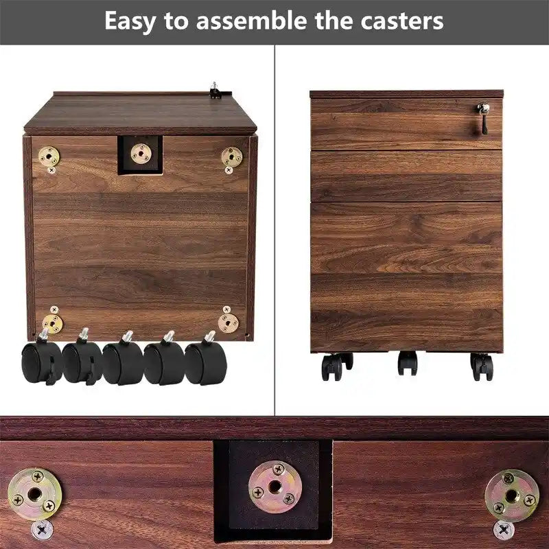 Caisson de classement mobile en bois à 3 tiroirs - 15,7P x 16,3L x 24,4H