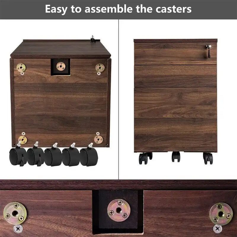 Caisson de classement mobile en bois à 3 tiroirs - 15,7P x 16,3L x 24,4H