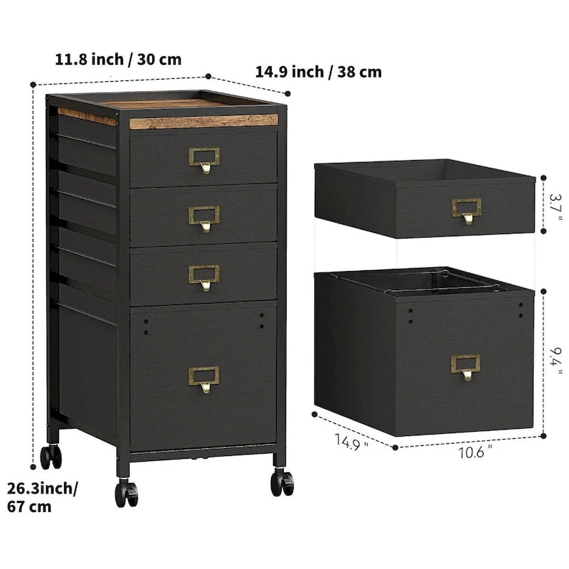 Classeur mobile 4 tiroirs sous bureau avec roulettes